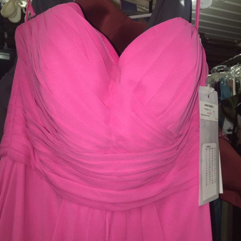 Fuschia Pink Strapless Prom Dress